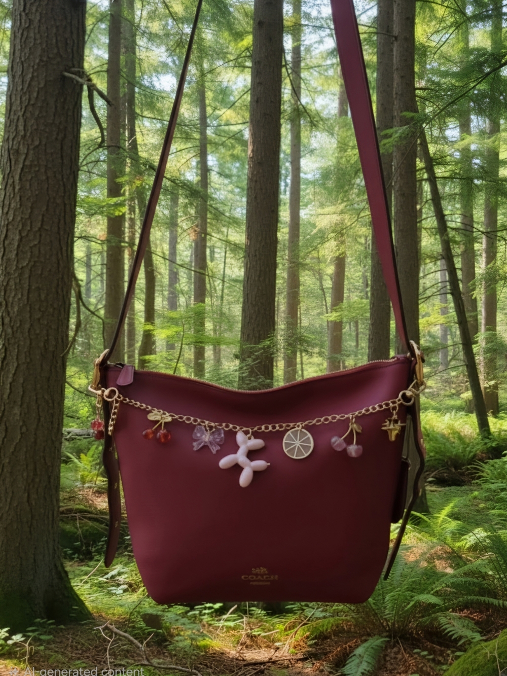 Coach Burgundy Bucket Style Shoulder/crossbody Bag